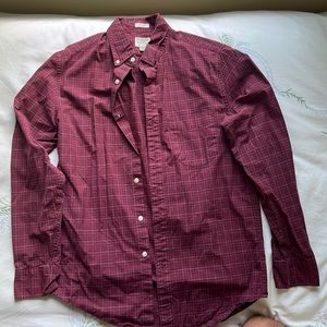Red J Crew windowpane casual button down shirt